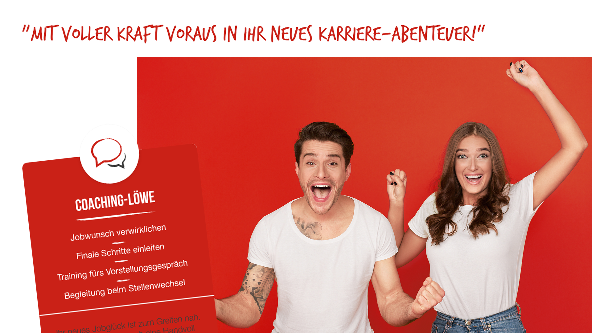Scribble Werbeagentur nah bei Aachen zeigt ein Paar, das mit voller Kraft In ein neues Karriere-Abenteuer startet.